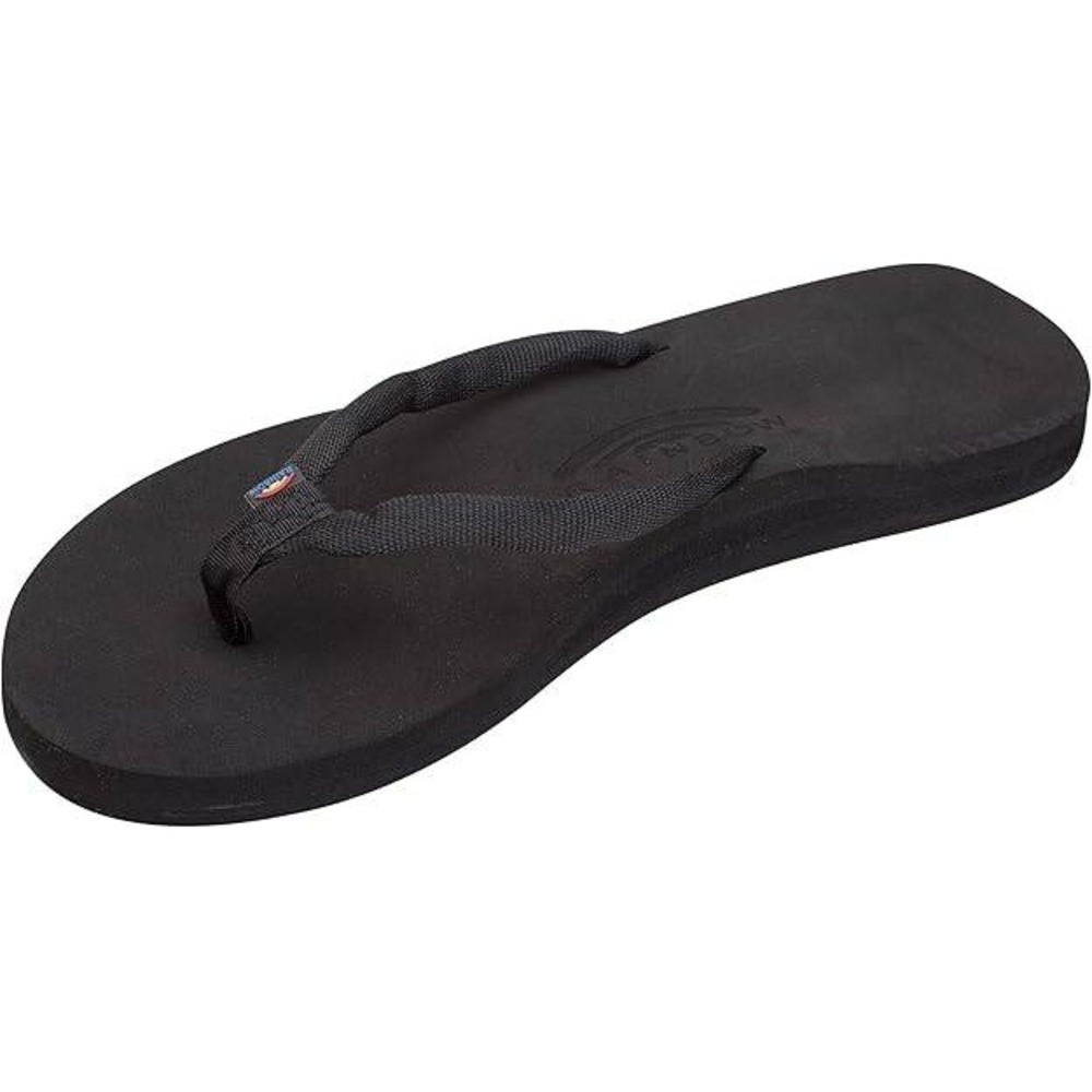Rainbow‎ Sandals Womens Low Wedge Flip Flops Black Nylon Strap Size 9 NEW